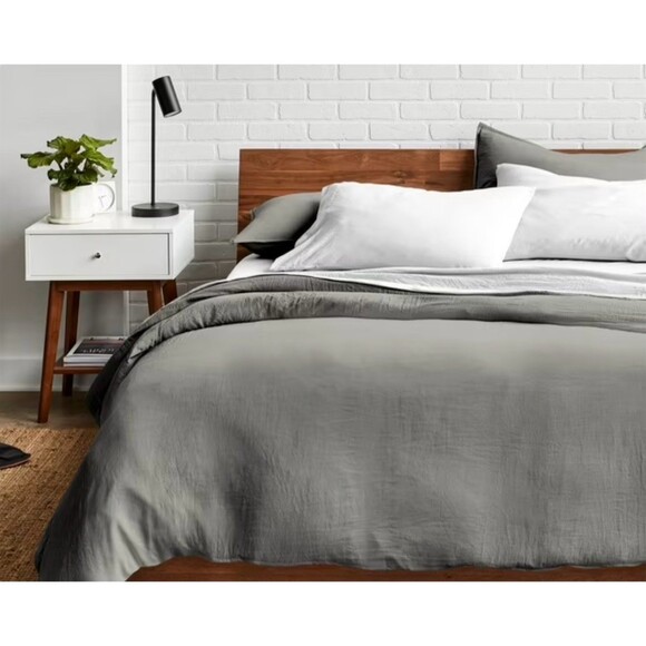 Bare Home Other - Open box! Bare Home Duvet Cover Set Queen 90x90 Gray Solid Sandwashed w/ 2 Shams